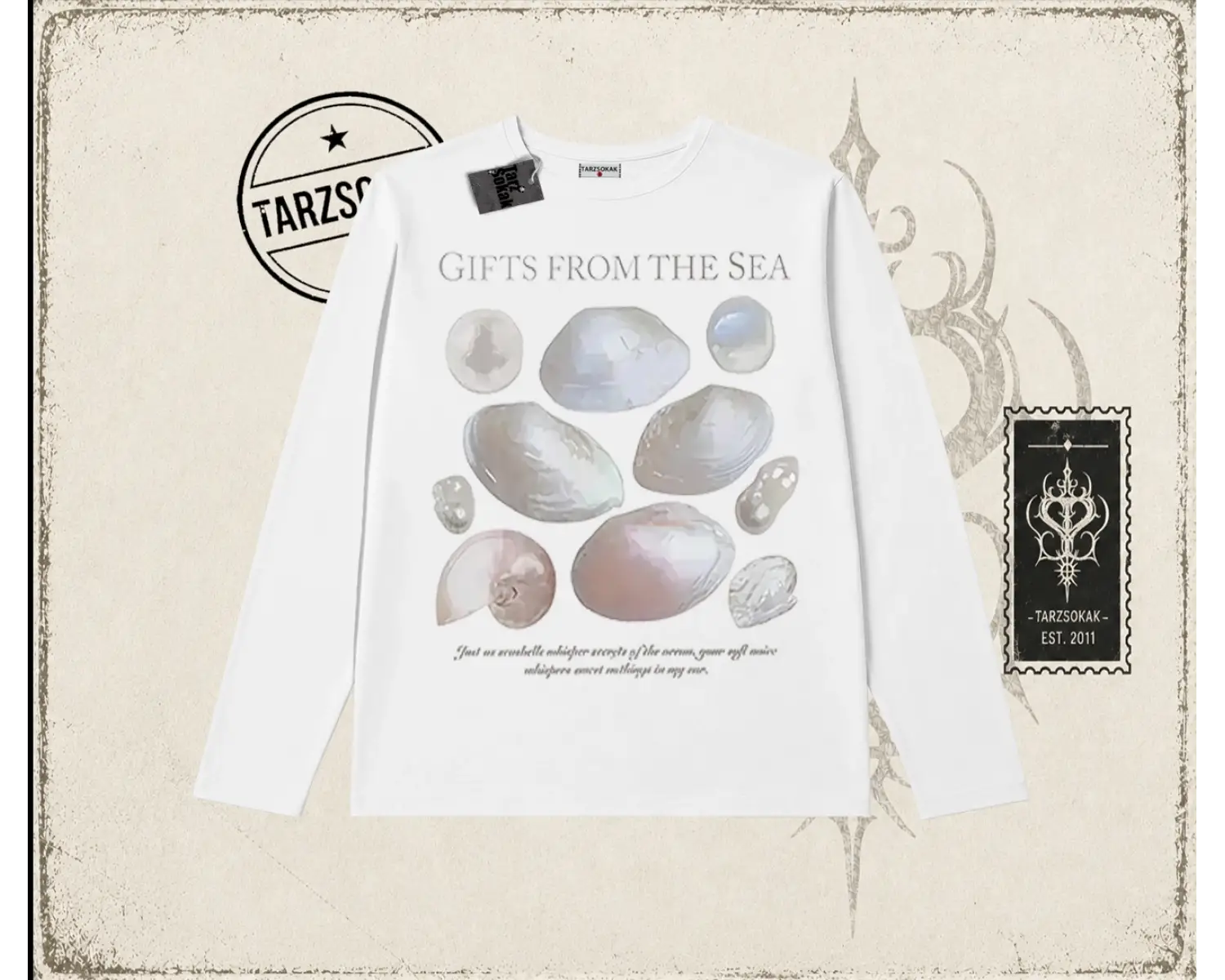 Unisex Gifts From The Sea Biskilet Yaka  Long Sleeve Beyaz