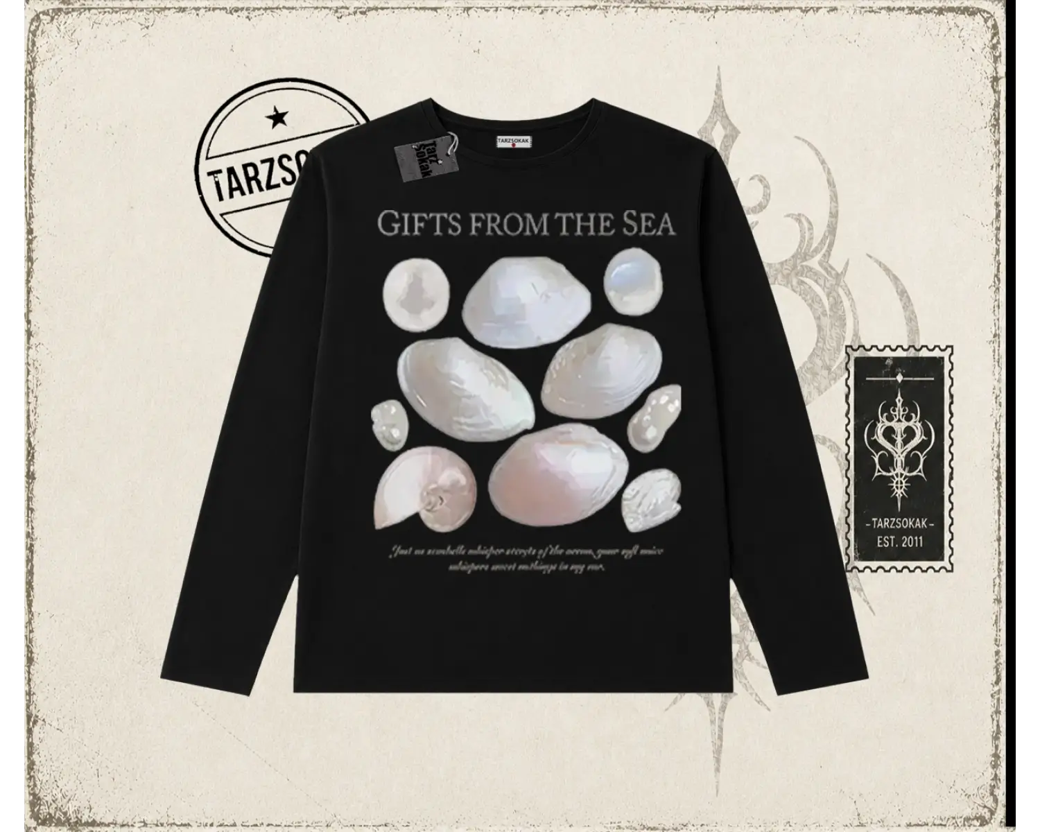 Unisex Gifts From The Sea Biskilet Yaka  Long Sleeve Beyaz