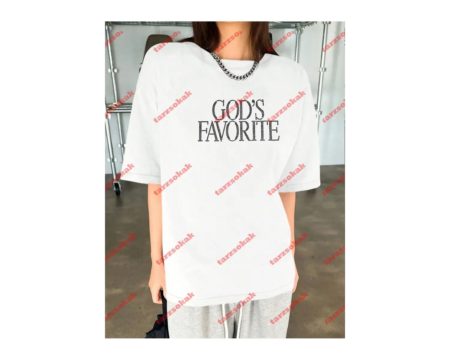 Unisex Gods Favorite Baskılı Tshirt Siyah Beyaz