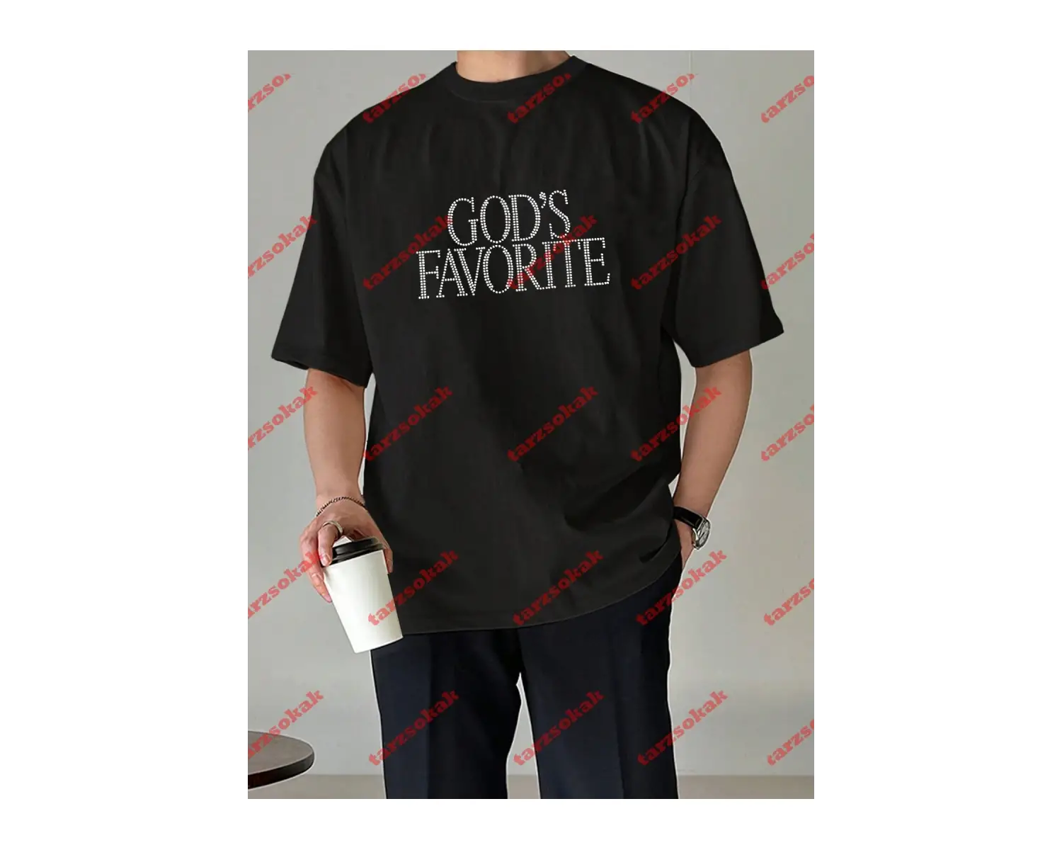 Unisex Gods Favorite Baskılı Tshirt Siyah Beyaz