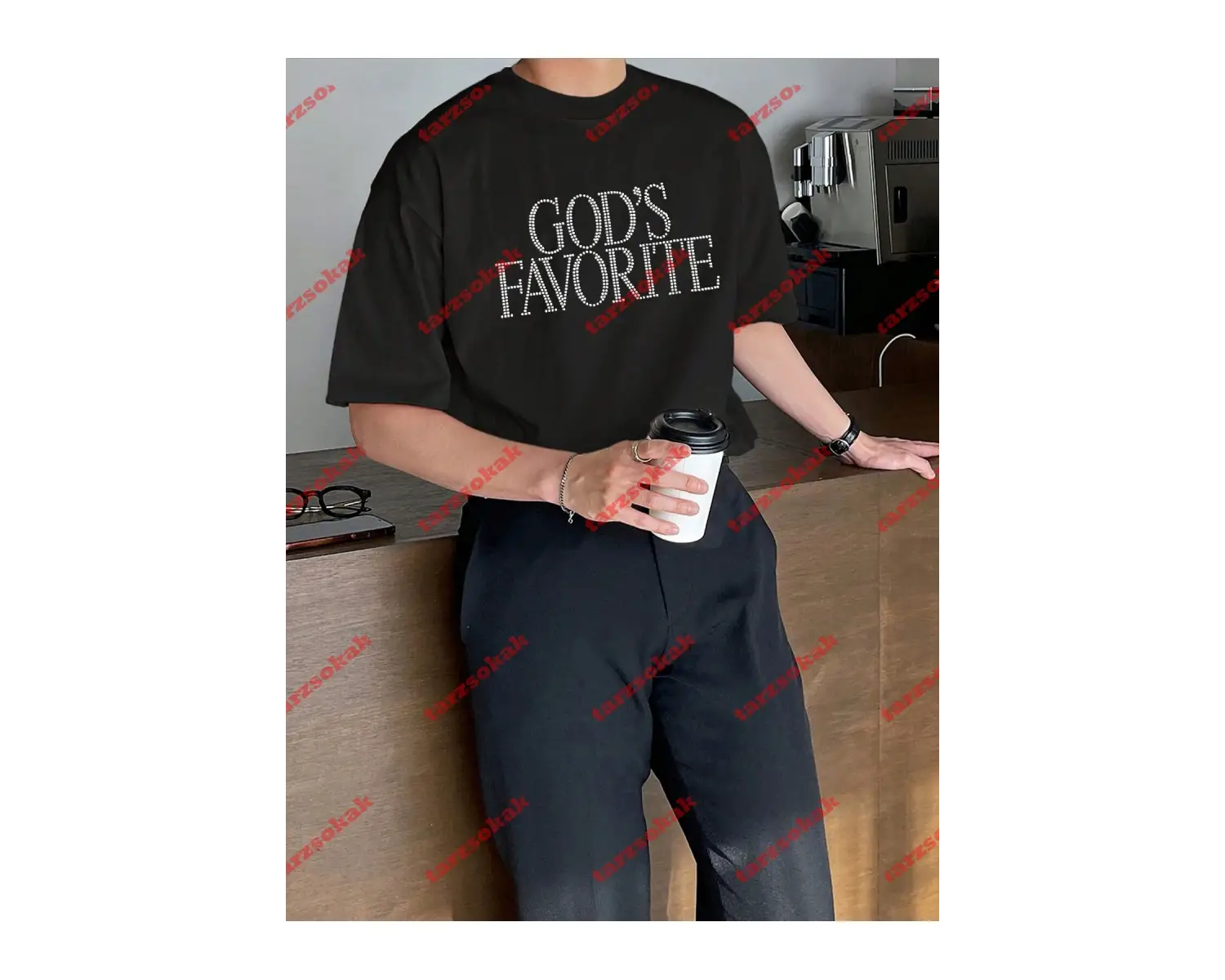 Unisex Gods Favorite Baskılı Tshirt Siyah Beyaz