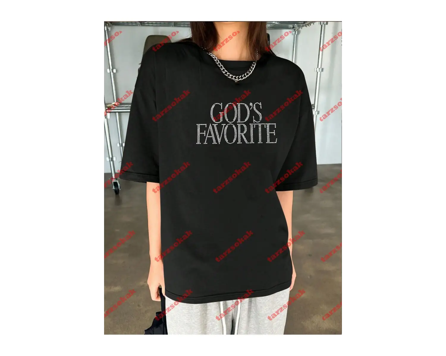 Unisex Gods Favorite Baskılı Tshirt Siyah Beyaz