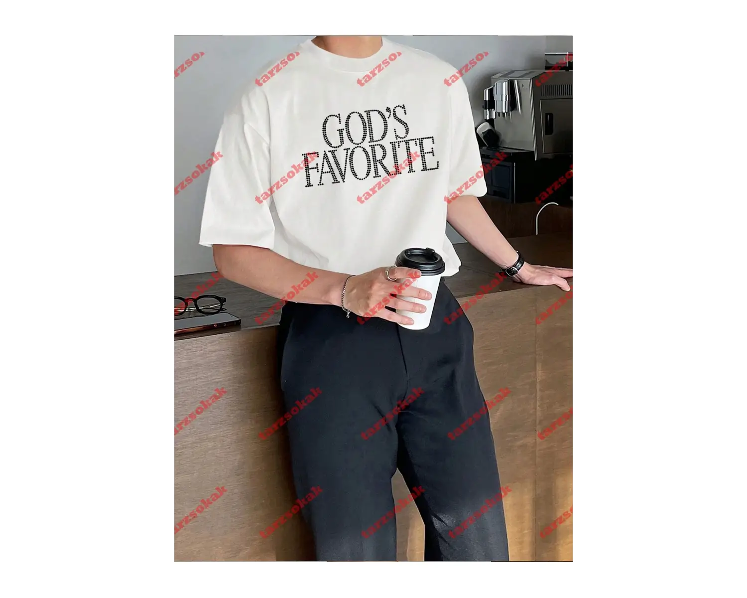 Unisex Gods Favorite Baskılı Tshirt Siyah Beyaz