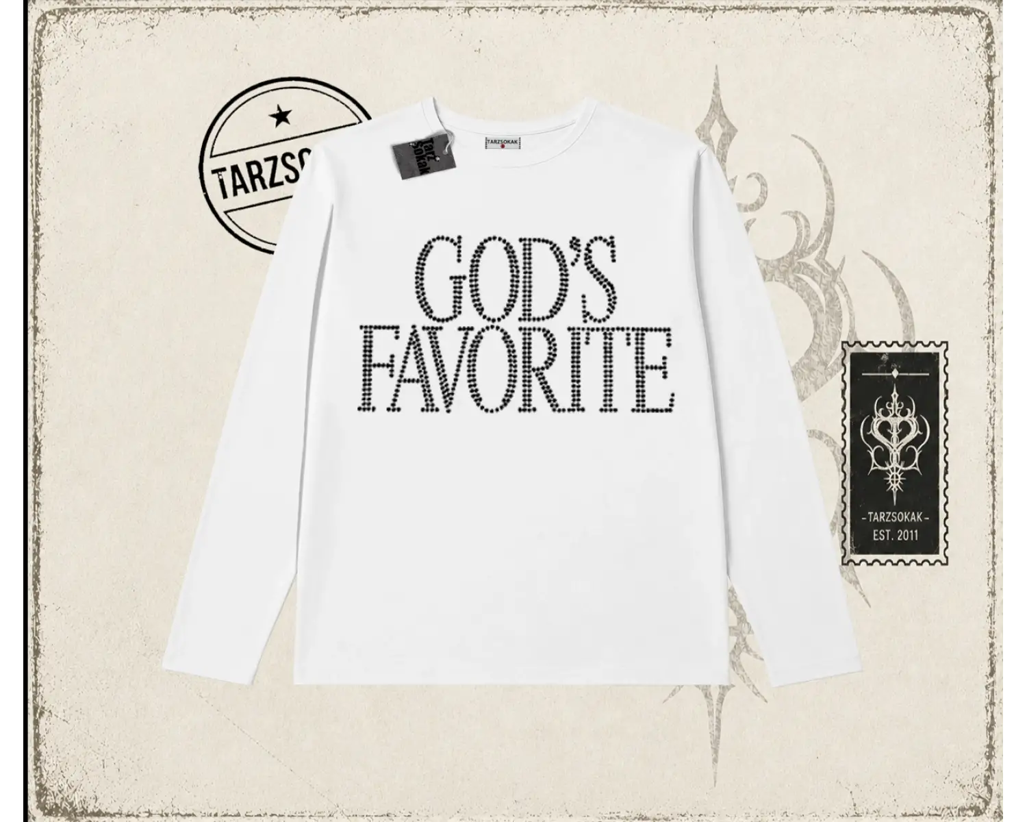 Unisex Gods Favorite Biskilet Yaka  Long Sleeve Beyaz