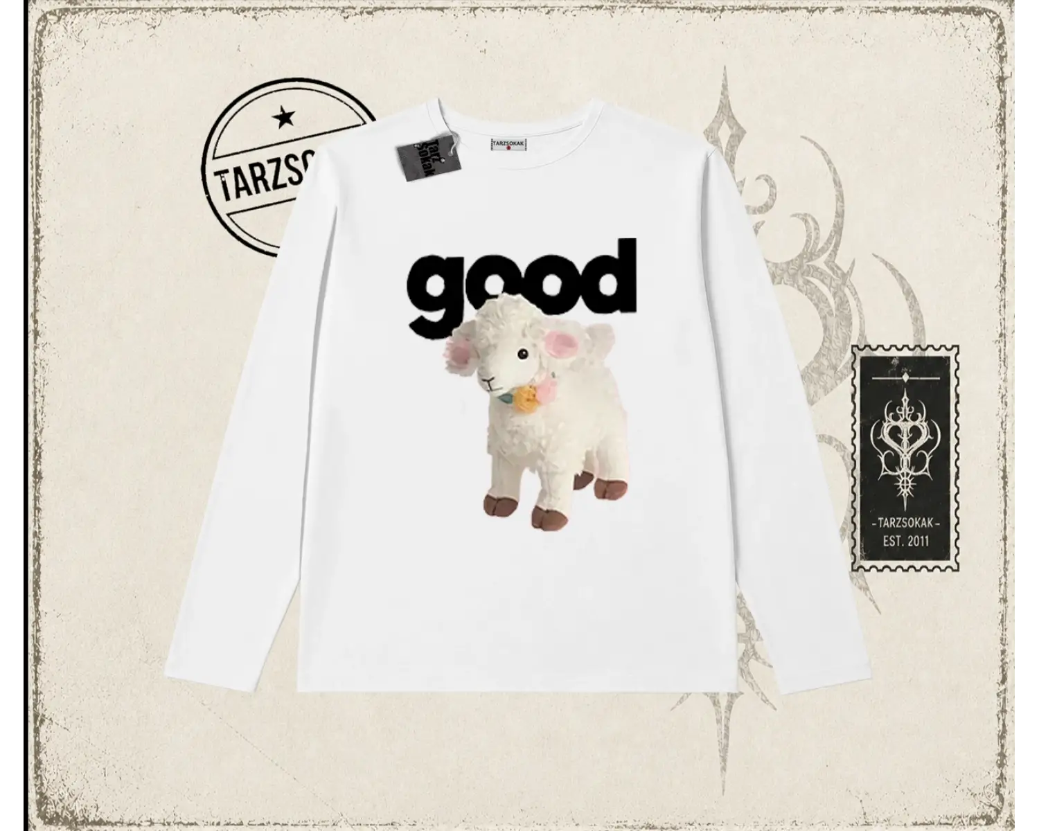 Unisex Good Biskilet Yaka  Long Sleeve Beyaz
