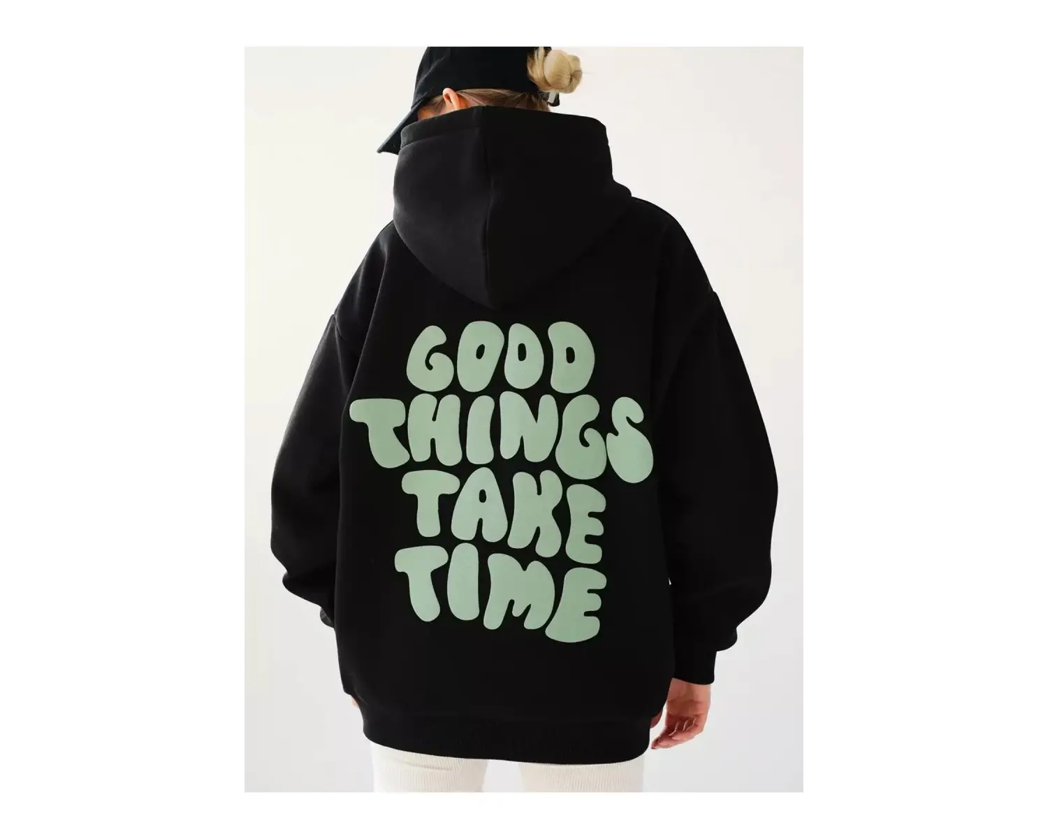 Unisex Good Things Take Time Sweatshirt Siyah
