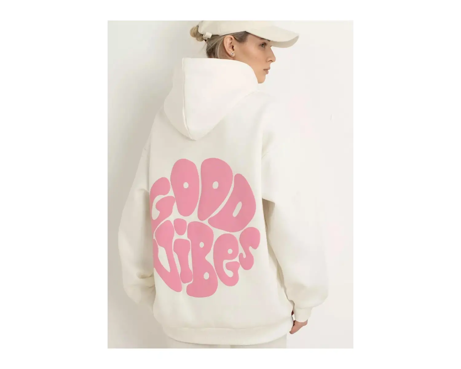 Unisex Good Vibes Sweatshirt Beyaz