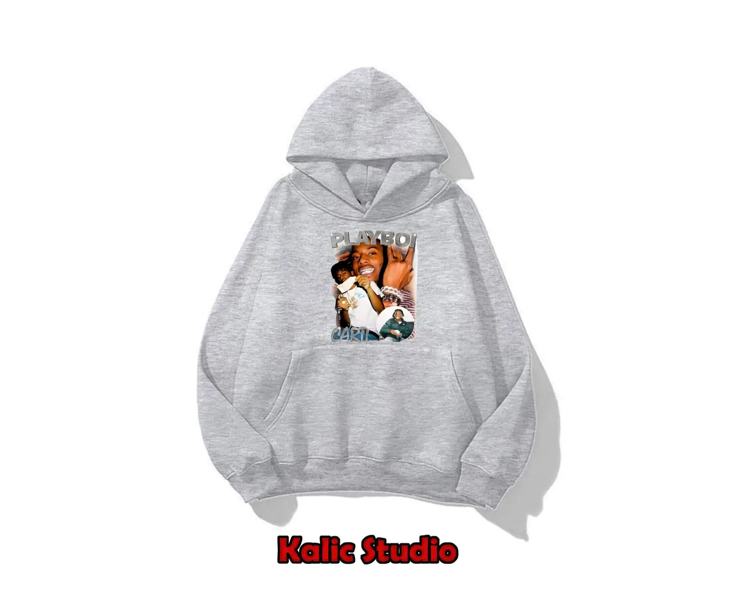 ünisex gri playboi carti oversize sweatshirt