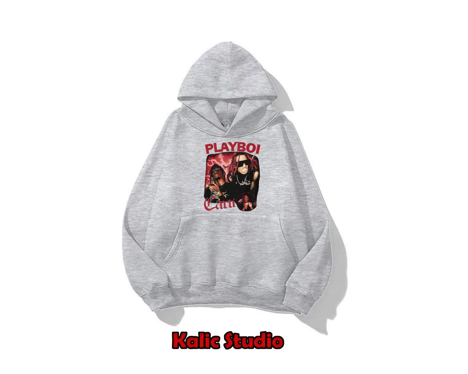 ünisex gri playboi carti oversize sweatshirt
