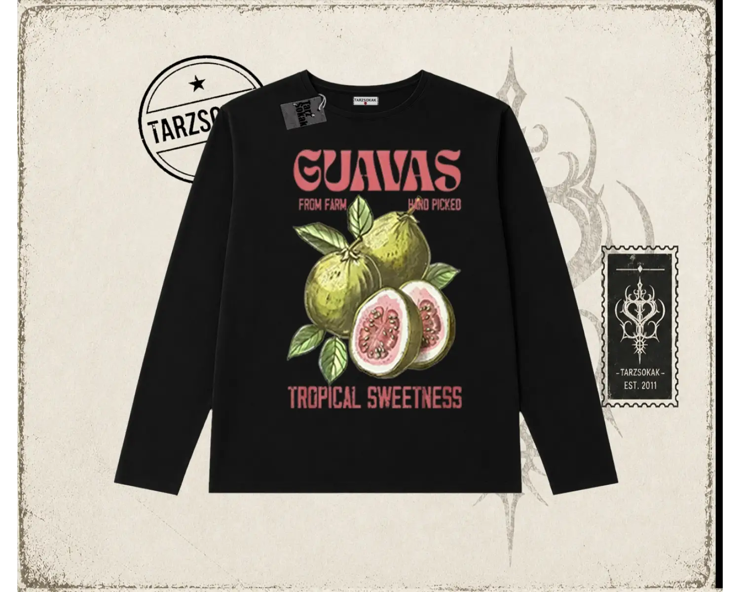 Unisex Guavas Biskilet Yaka  Long Sleeve Beyaz