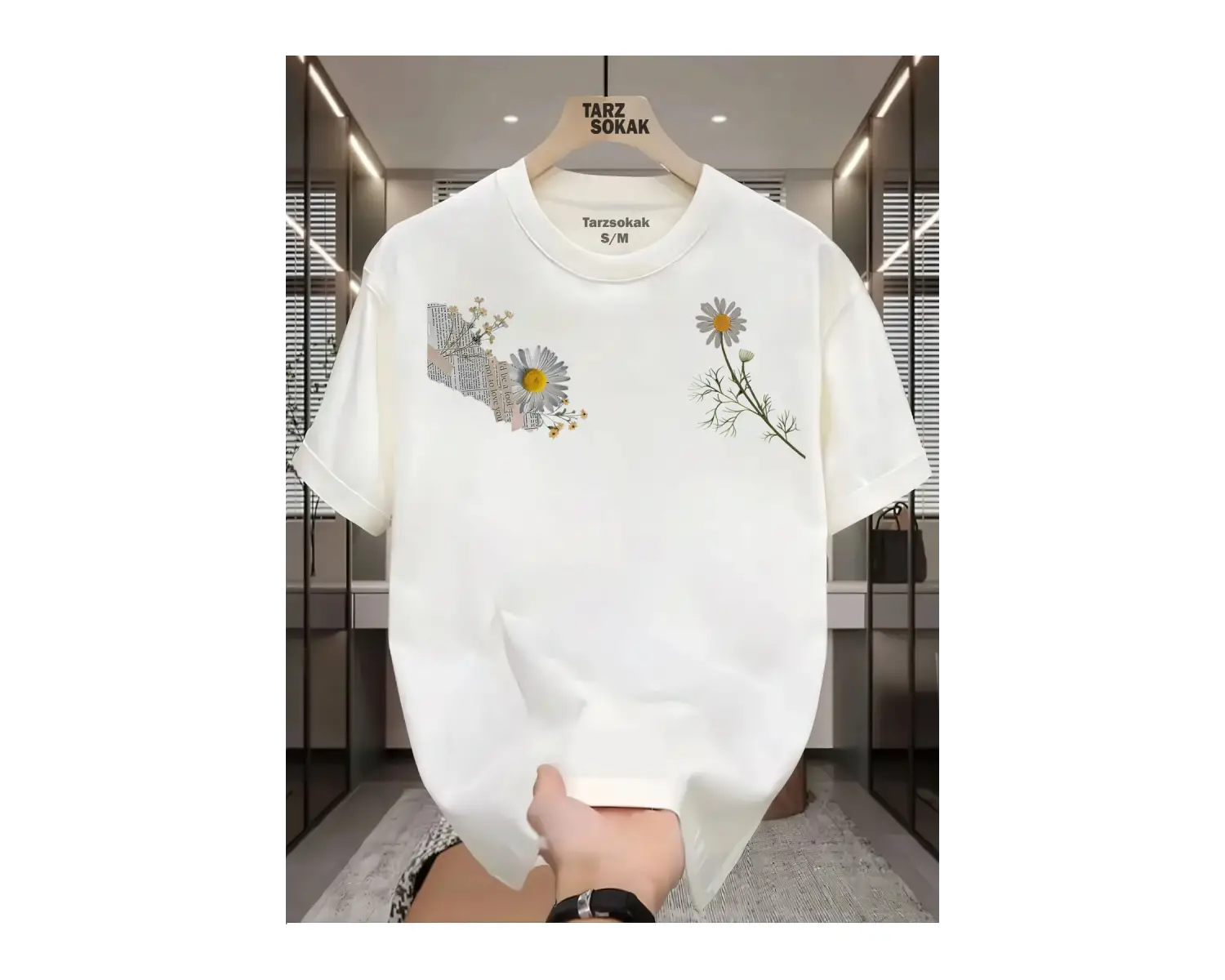 UNİSEX Gülüşü güzel kadınlar papatya sever T-shirt