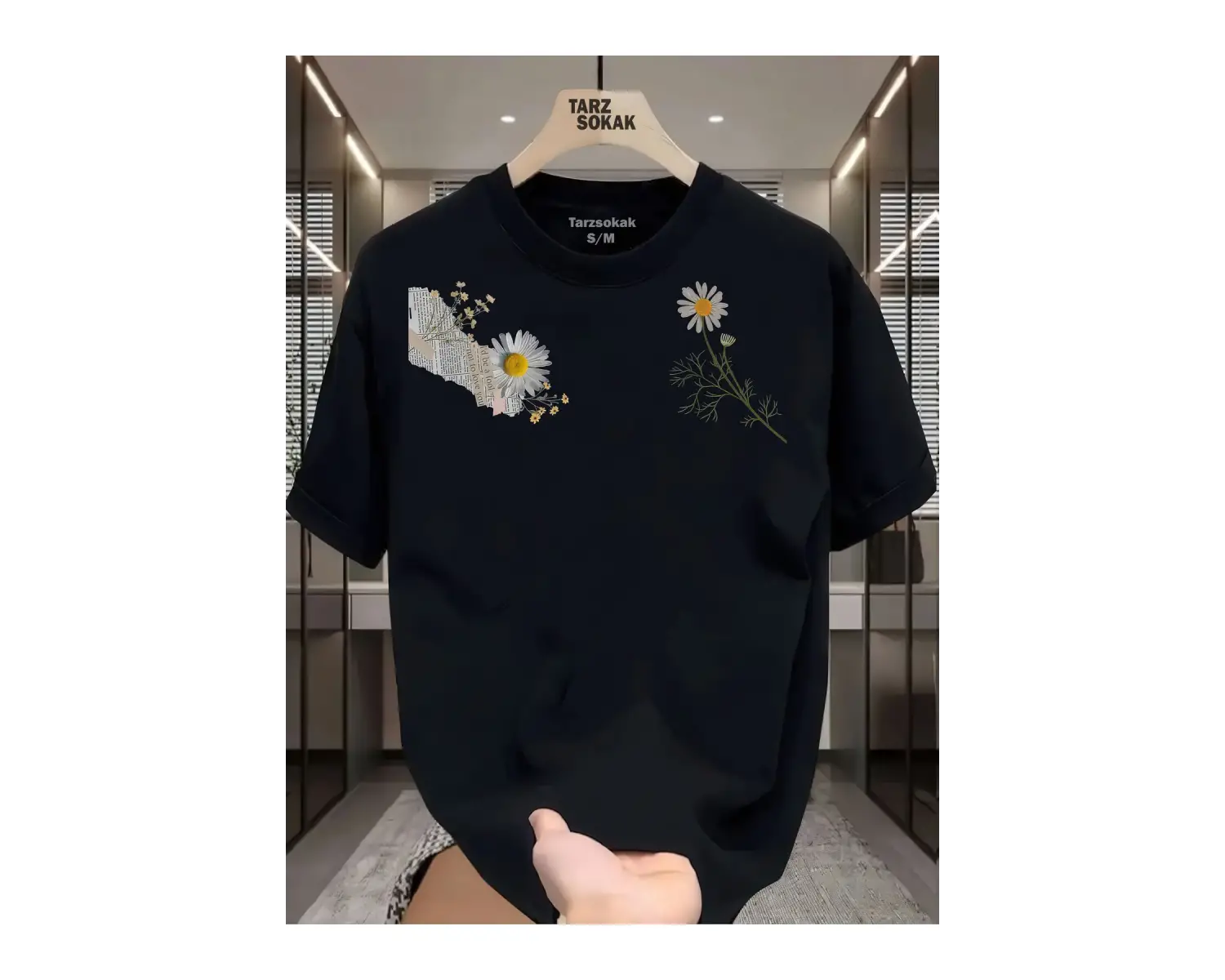 UNİSEX Gülüşü güzel kadınlar papatya sever T-shirt