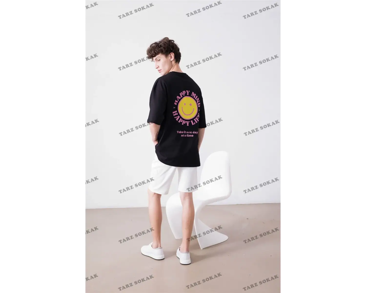 Unisex Happy Life Beyaz