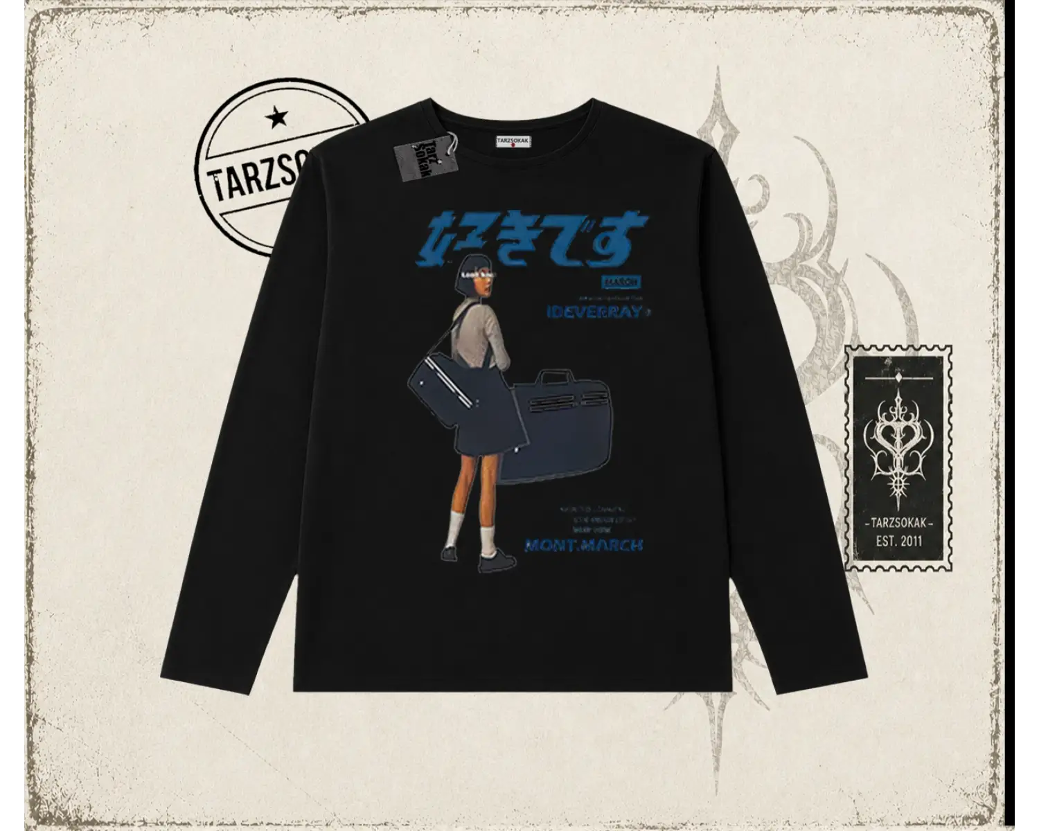 Unisex Harajuku Girl Biskilet Yaka  Long Sleeve Beyaz