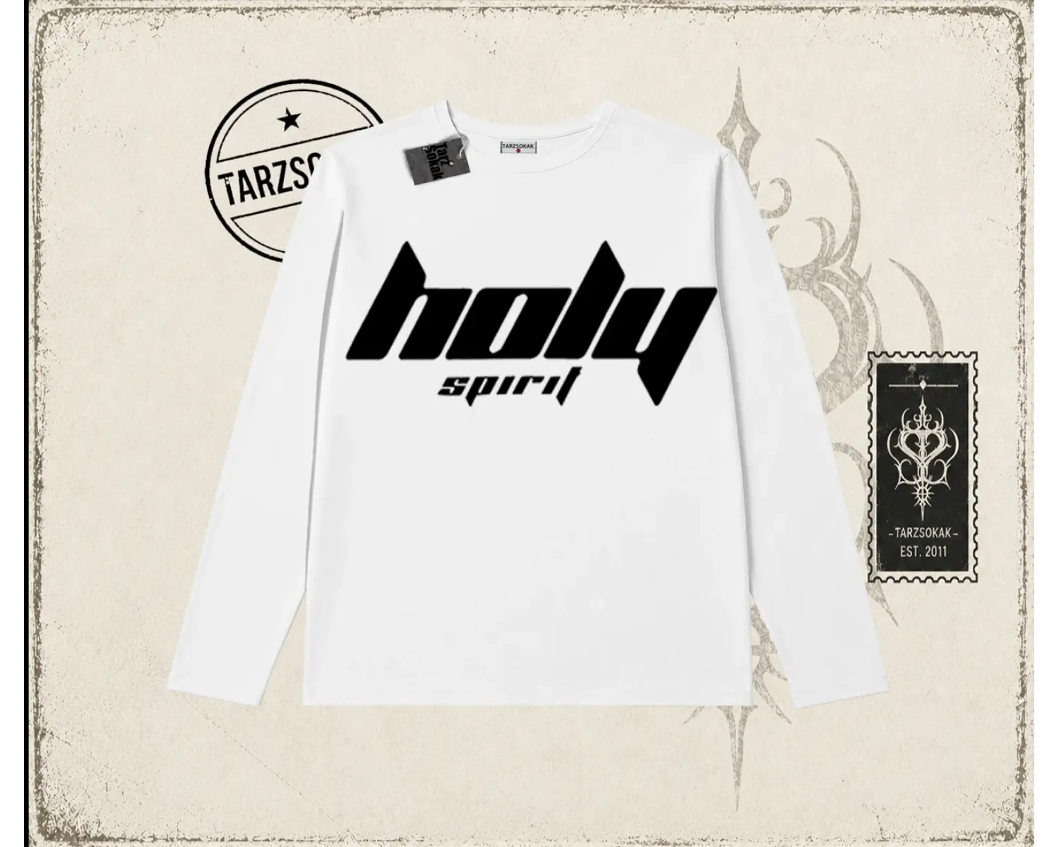 Unisex Holy Spirit Biskilet Yaka  Long Sleeve Beyaz