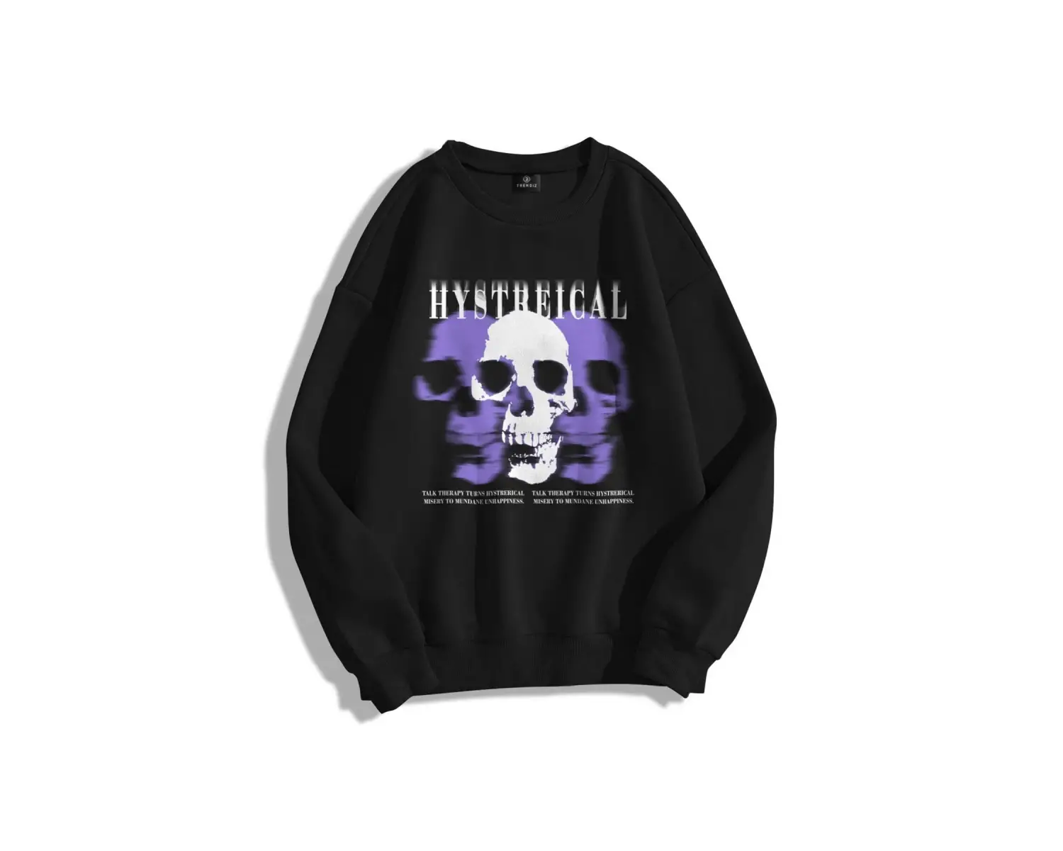 Unisex Hysterical Bisiklet Yaka Sweatshirt Siyah