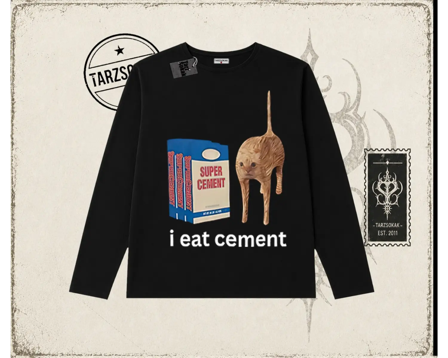 Unisex i eat cement Biskilet Yaka  Long Sleeve Beyaz