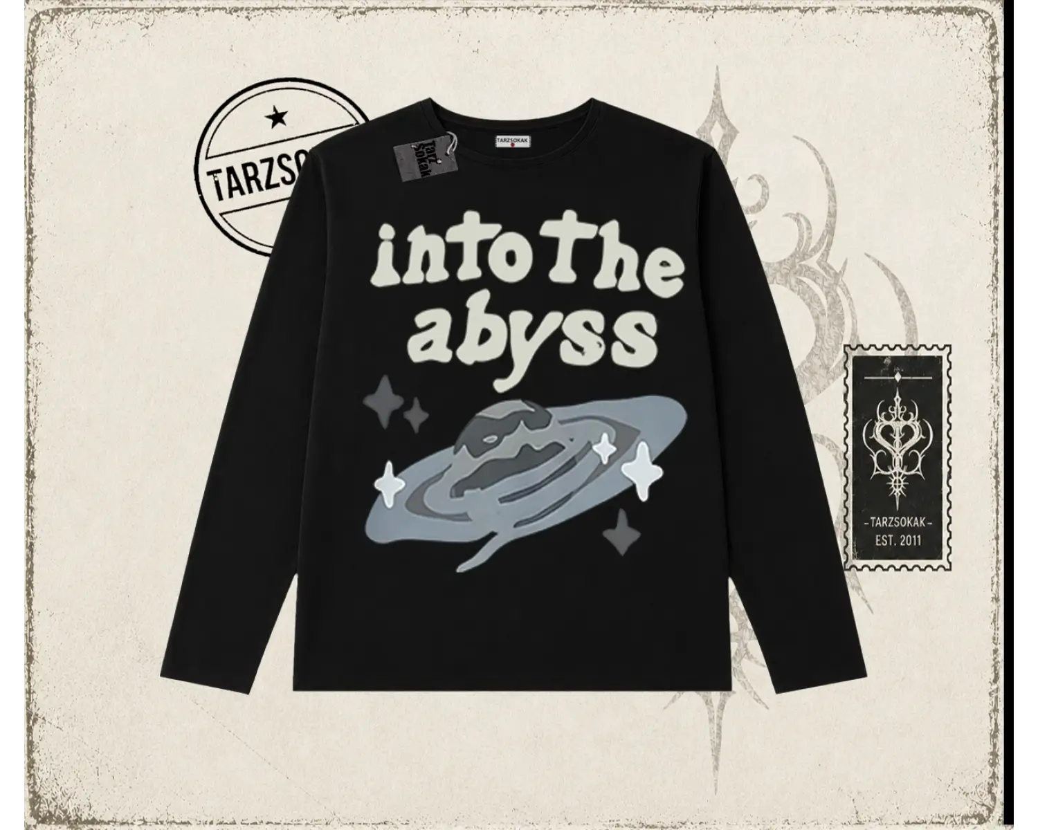 Unisex Into the Abyss Biskilet Yaka  Long Sleeve Beyaz