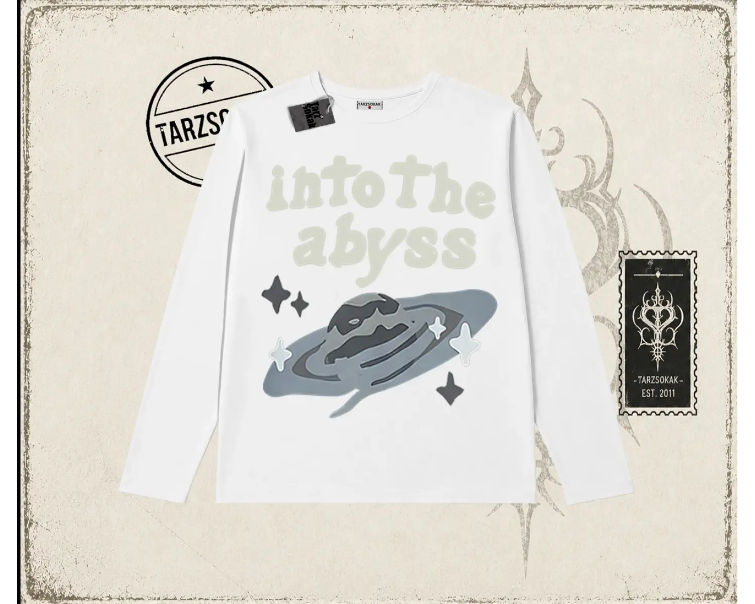 Unisex Into the Abyss Biskilet Yaka  Long Sleeve Beyaz