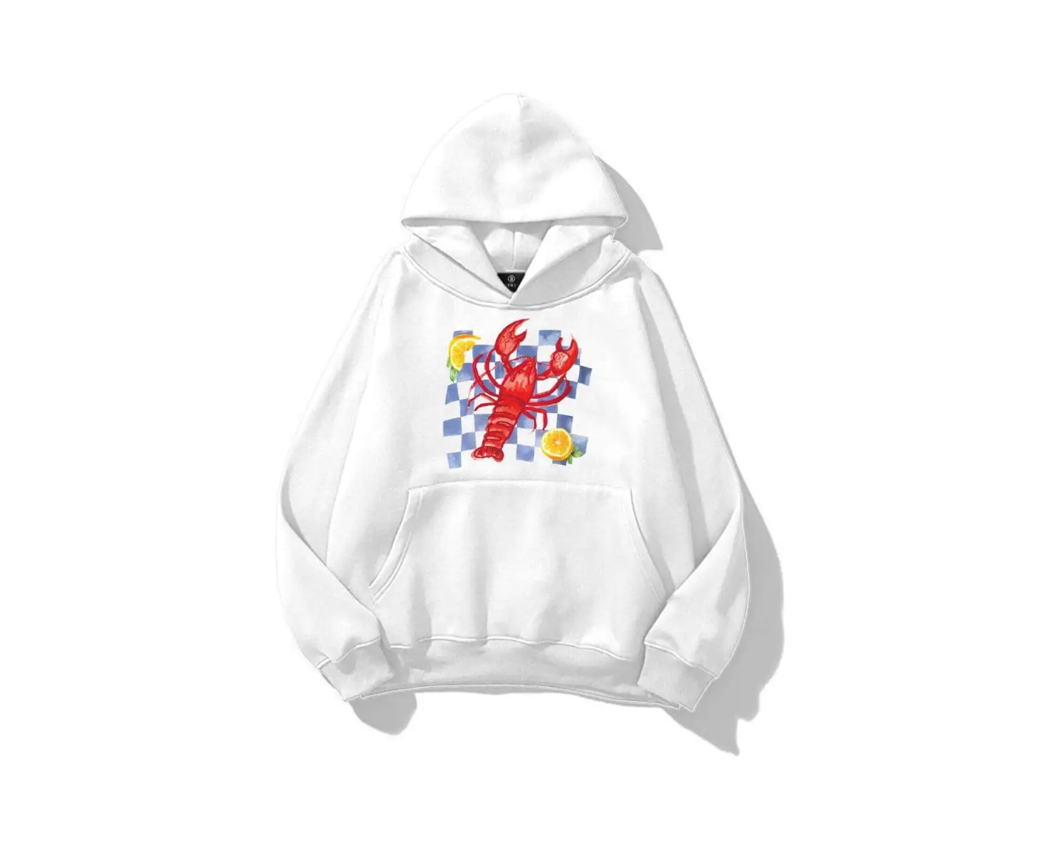 Unisex Istakoz Ekose Sweatshirt Beyaz