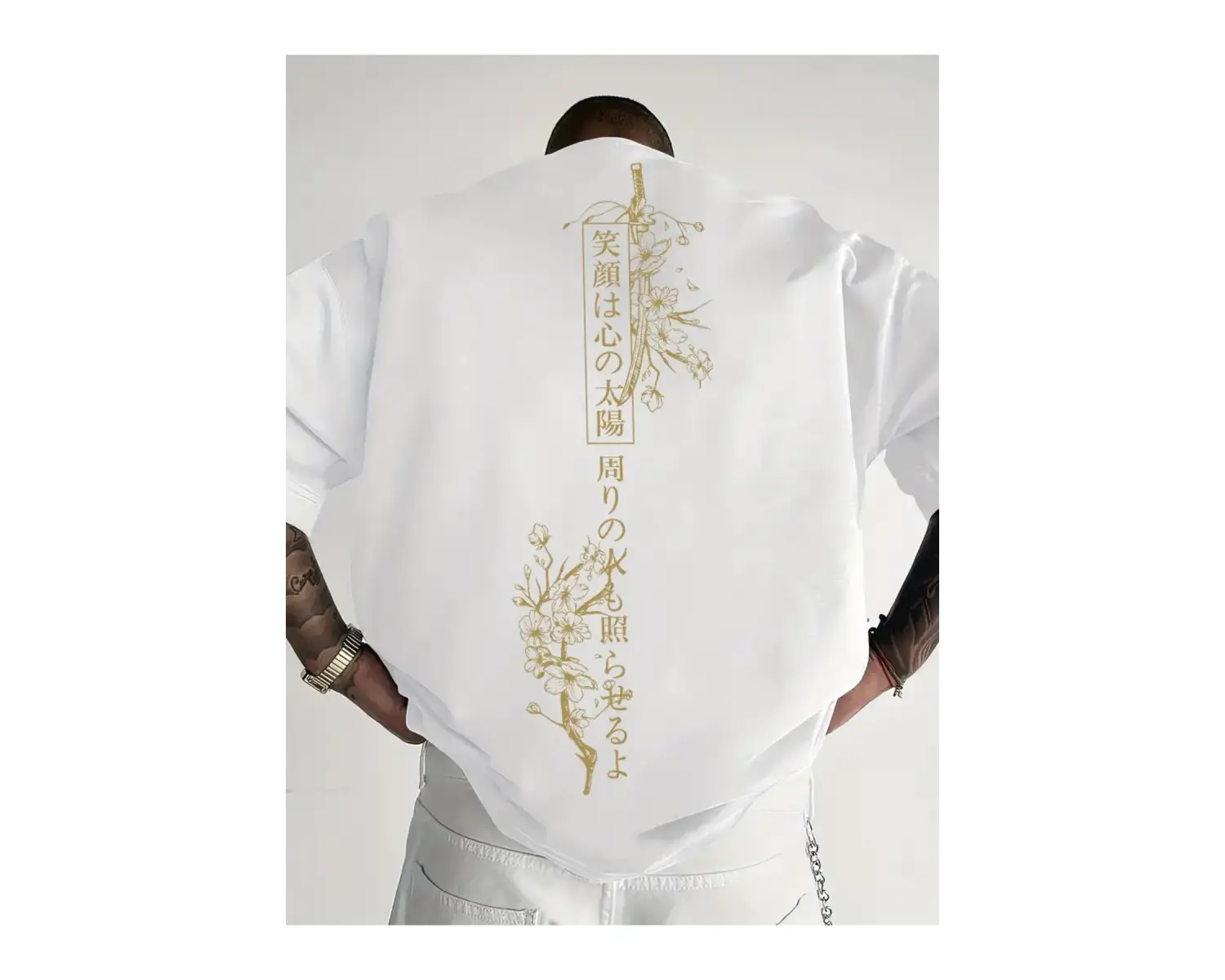 Unisex Japonca Yazı Baskılı Oversize