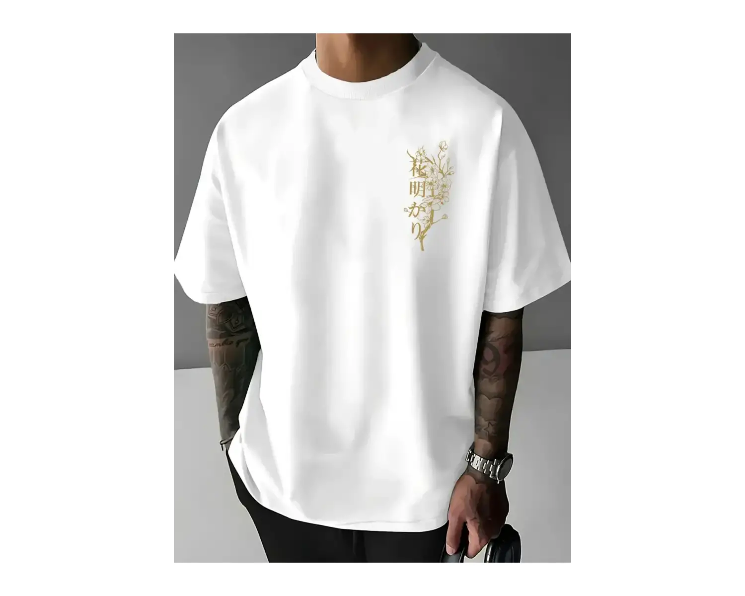 Unisex Japonca Yazı Baskılı Oversize