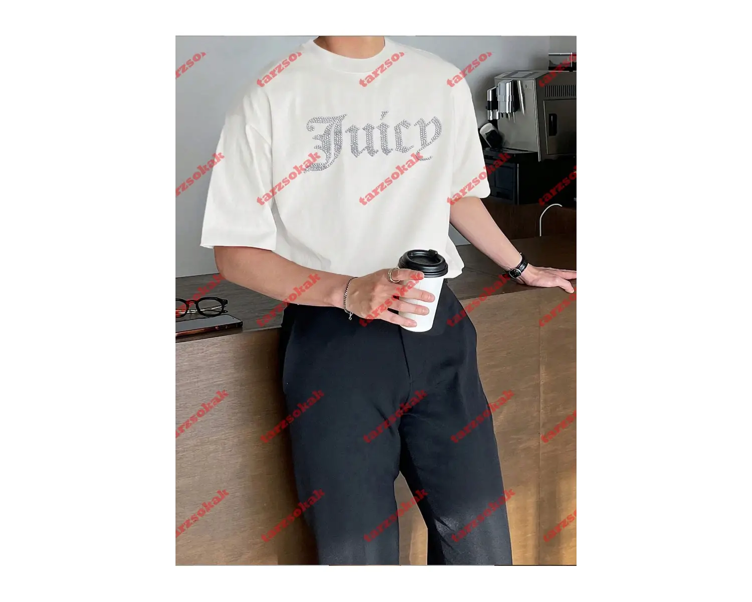 Unisex Juicy Baskılı Tshirt Beyaz