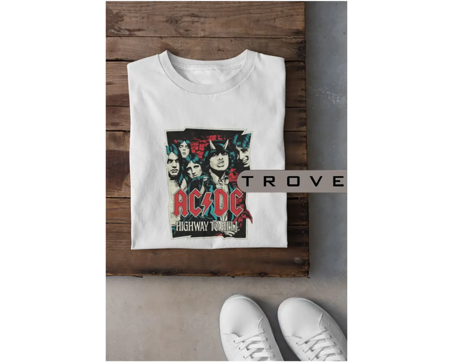 Unısex Kadın Erkek Acdc - Ac/dc Rockn Roll Metal %100 Pamuk Baskılı Siyah Beyaz T-shirt