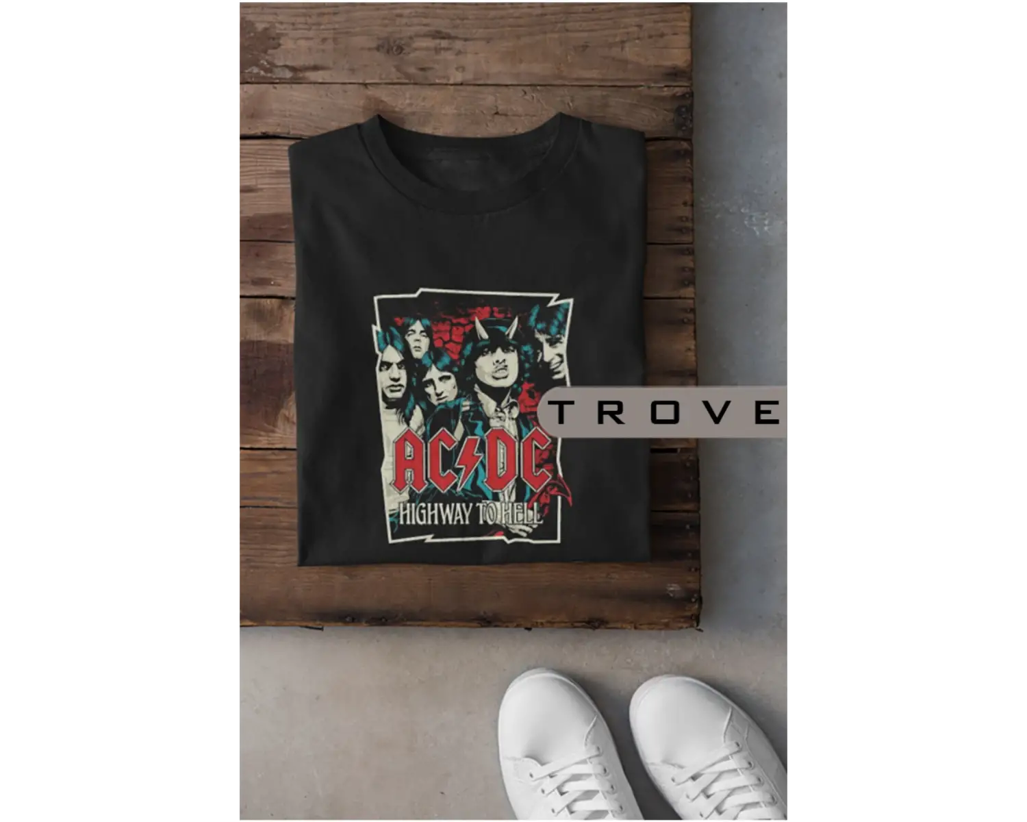 Unısex Kadın Erkek Acdc - Ac/dc Rockn Roll Metal %100 Pamuk Baskılı Siyah Beyaz T-shirt