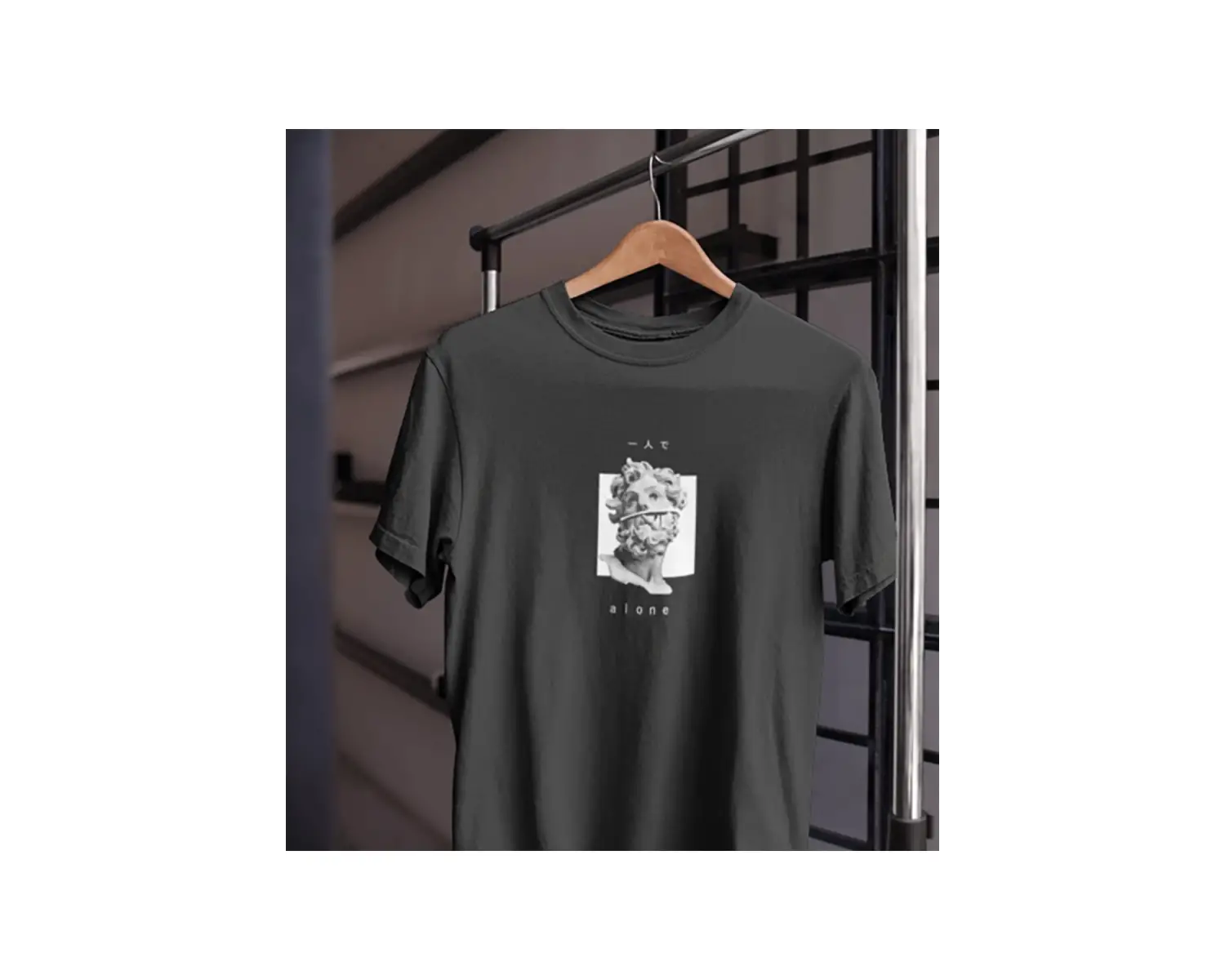 Unısex Kadın Erkek Alone Yalnız Heykel Mitoloji Dönem Eski Nesne%100 Pamuk Siyah Beyaz T-shirt