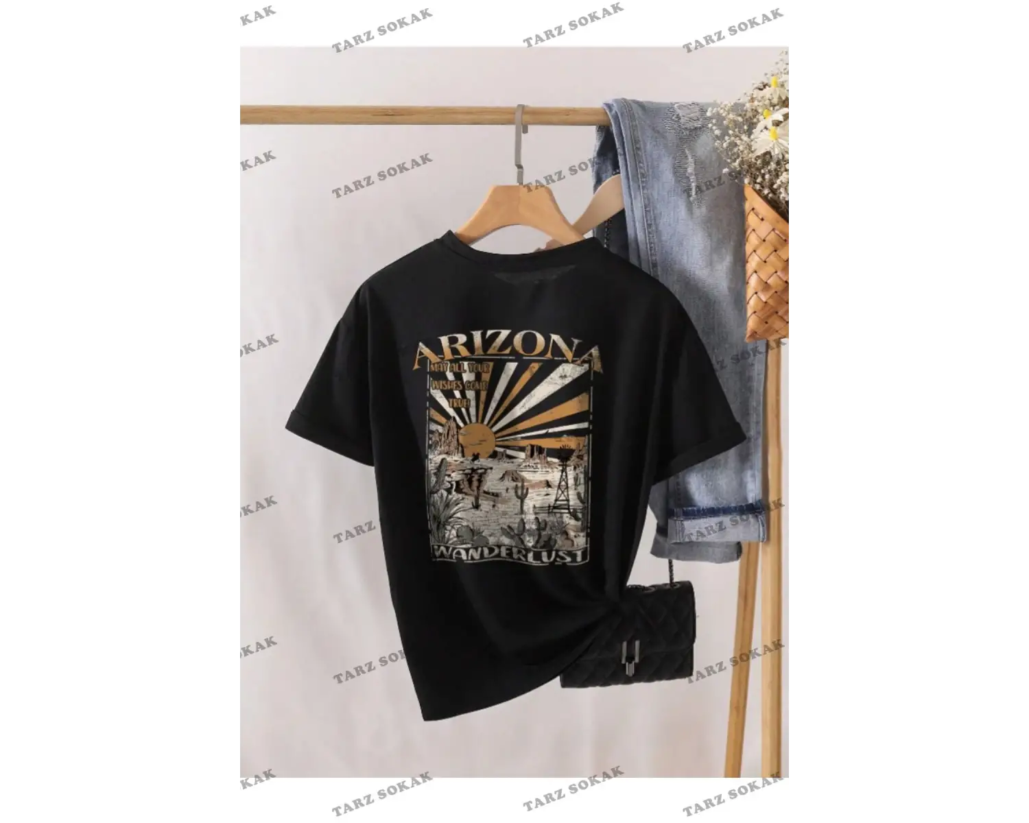 Unisex Kadın/Erkek Arizona Renkli Özel Baskılı Oversize Penye