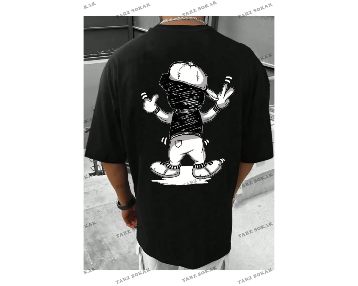 Unisex Kadın/Erkek Bear Özel Baskılı Renkli Oversize Penye