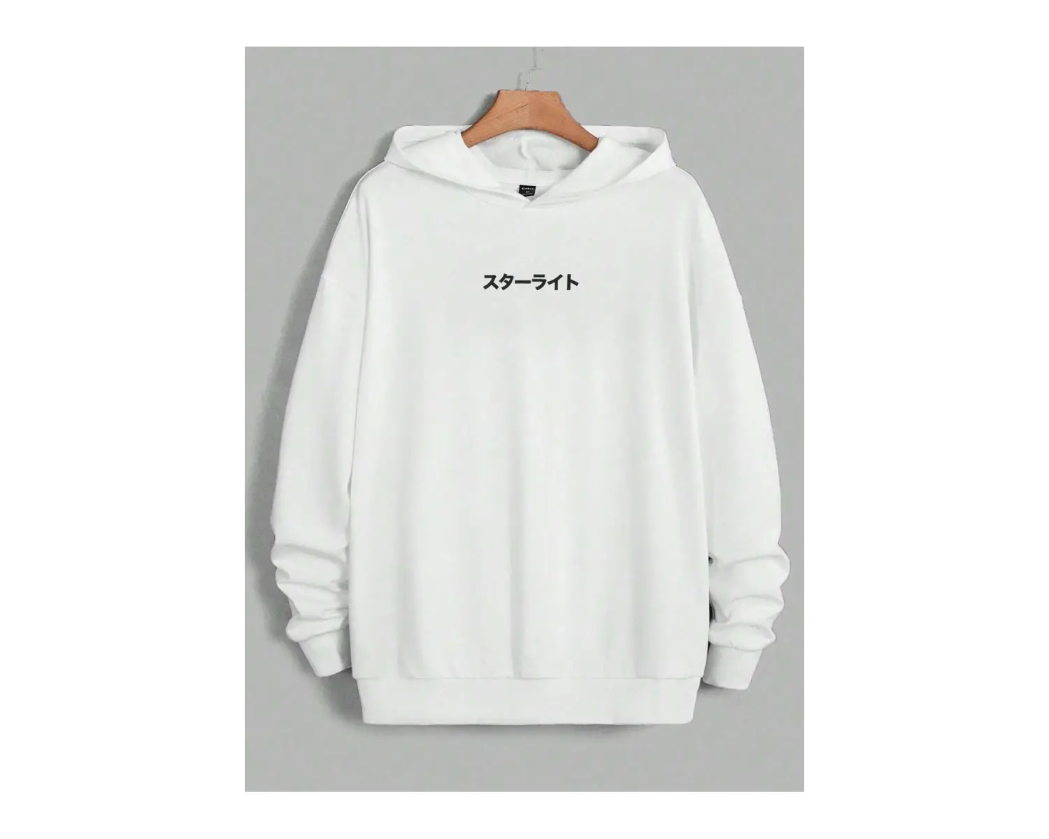 Unisex Kadın/Erkek Beyaz Anime Out Baskılı Oversize Kapüşonlu Sweatshirt