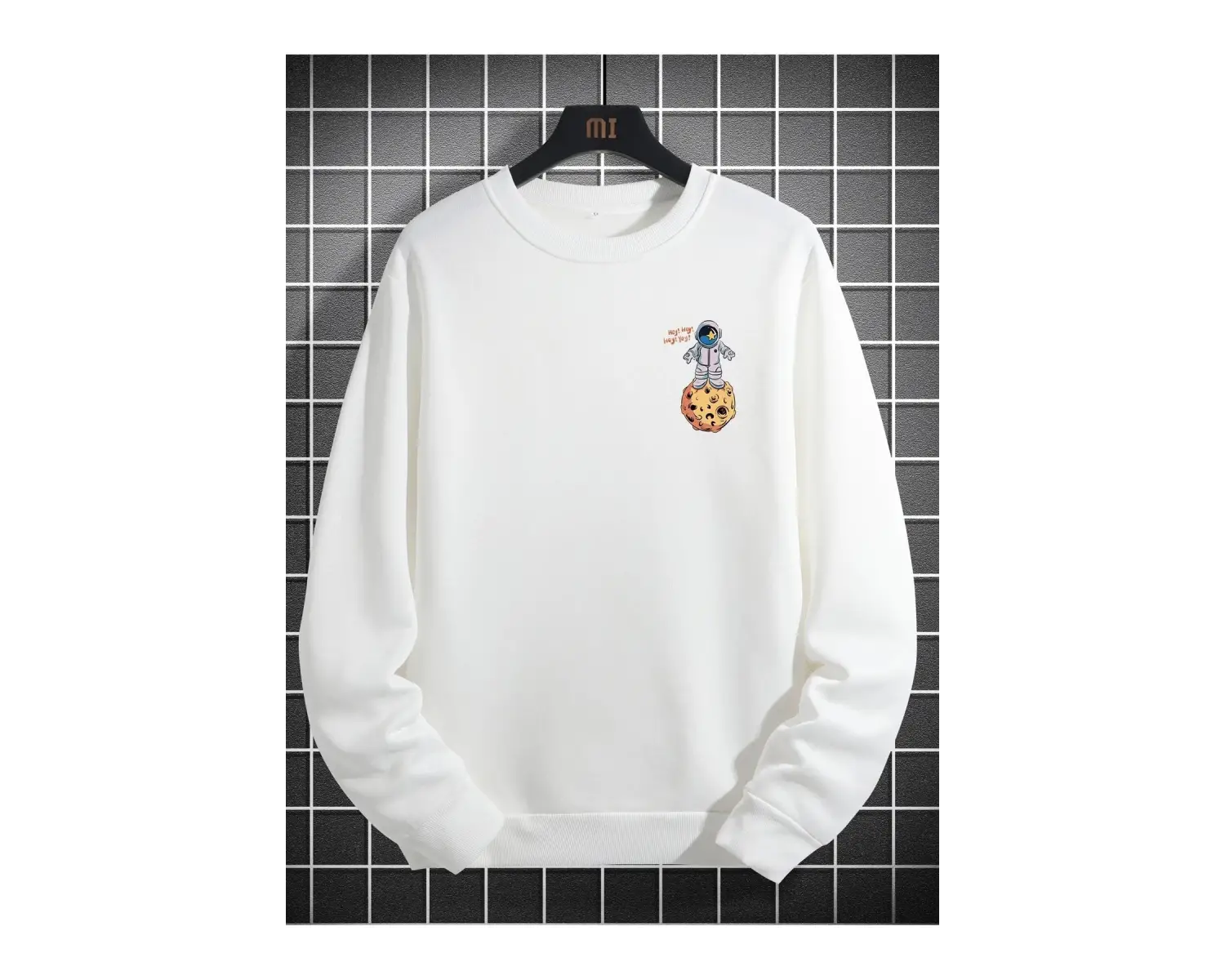 Unisex Kadın/Erkek Beyaz Galaxy Oversize Bisiklet Yaka Pamuklu Sweatshirt