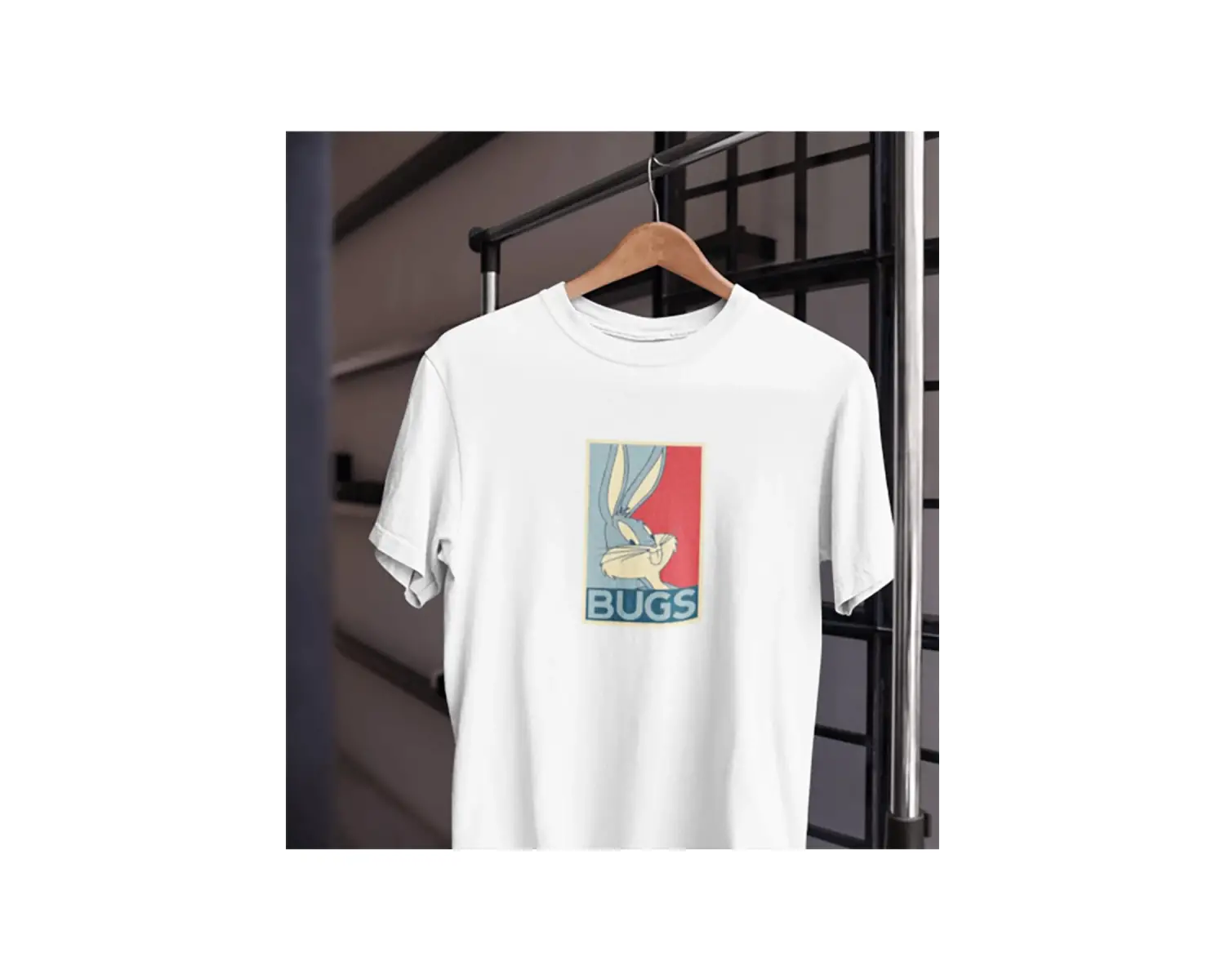 Unısex Kadın Erkek Bugs Bunny Havuç Siyah Beyaz Tasarım Baskılı % 100 Pamuk T-shirt