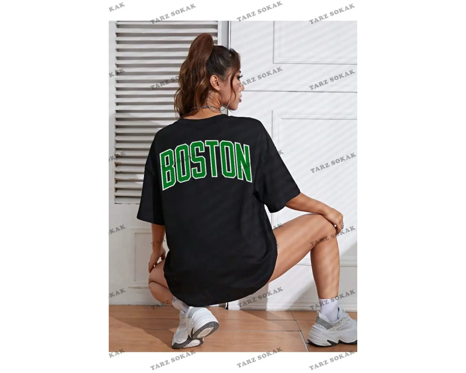 Unisex Kadın/Erkek Celtic Boston Özel Baskılı Renkli Oversize Penye