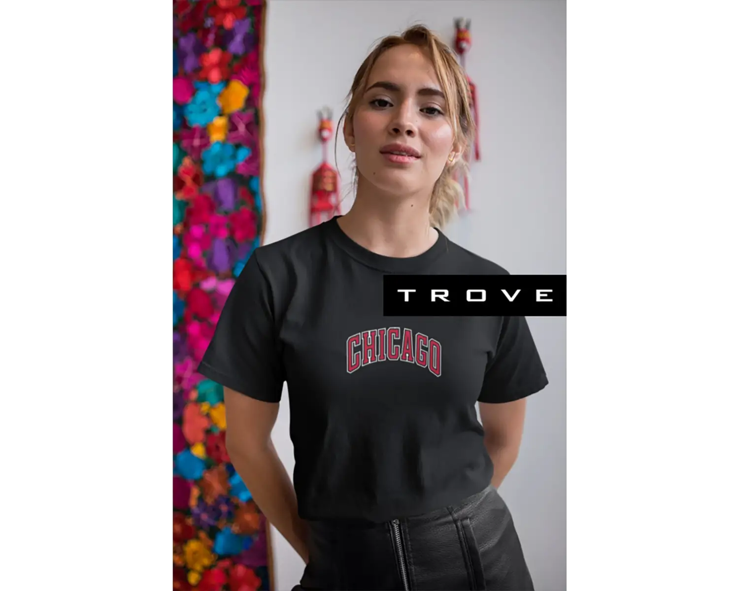 Unısex Kadın Erkek Chıcago Baskılı Siyah Beyaz % 100 Pamuk Tasarım T-shirt