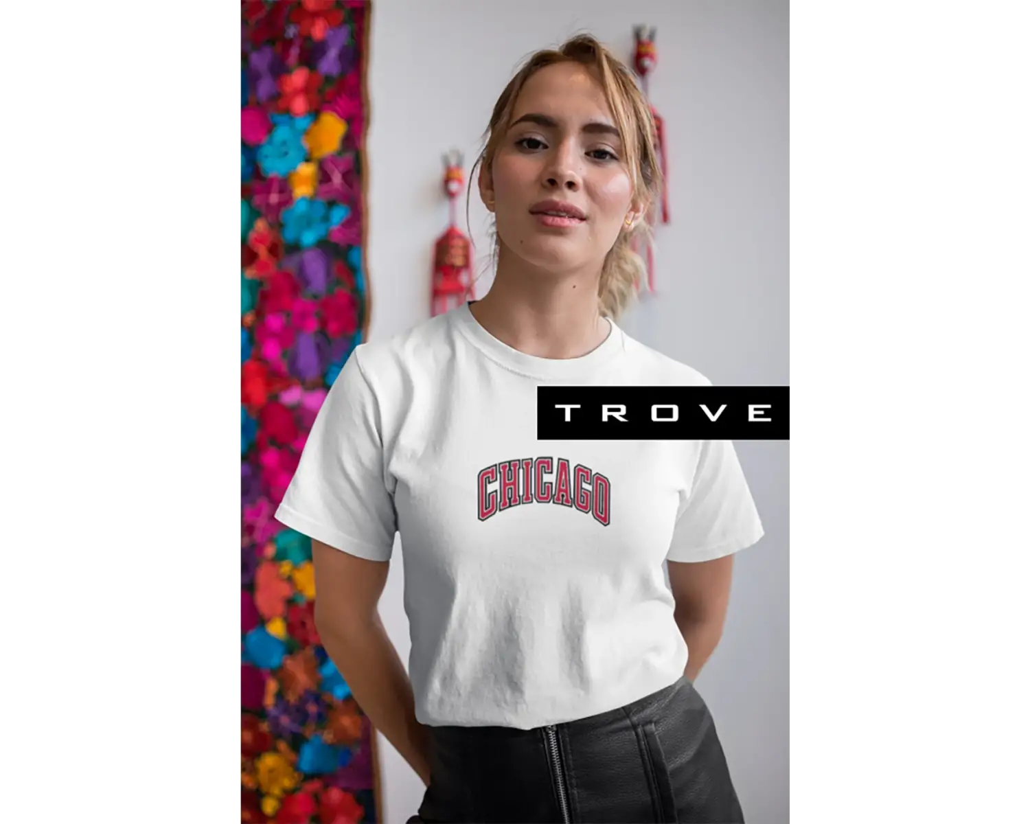 Unısex Kadın Erkek Chıcago Baskılı Siyah Beyaz % 100 Pamuk Tasarım T-shirt