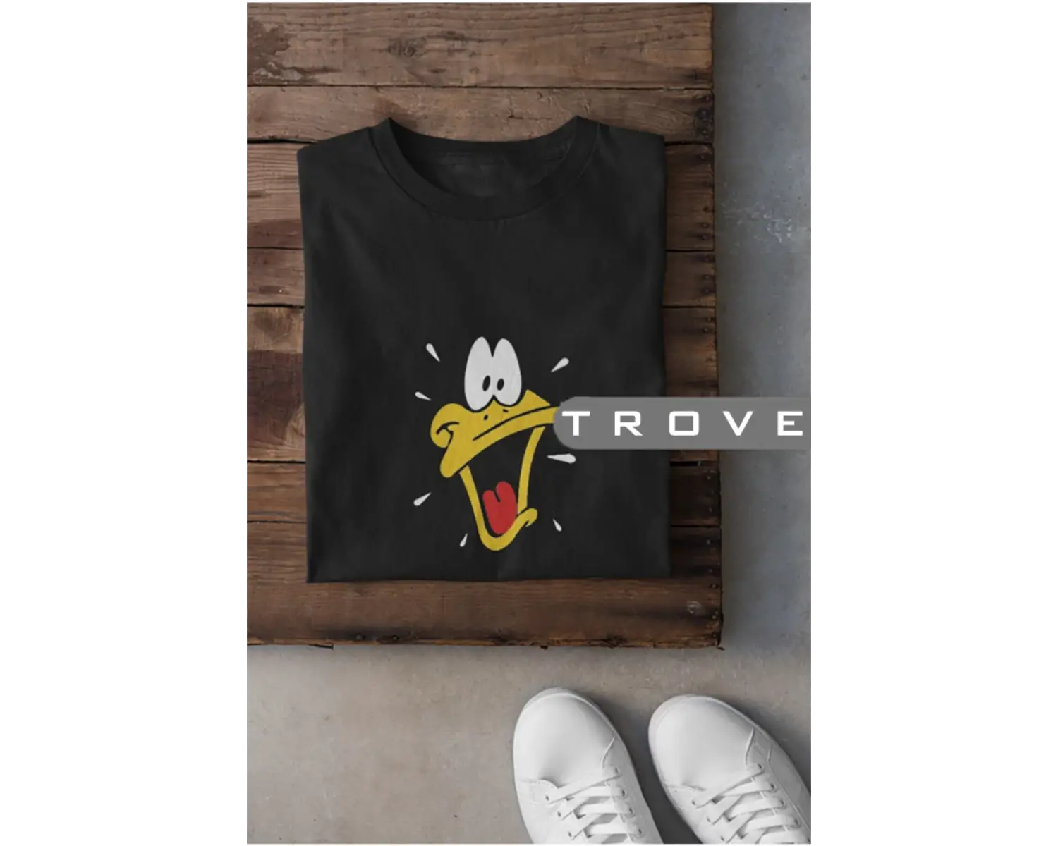 Unısex Kadın Erkek Daffy Duck Bakış Siyah Beyaz Tasarım Baskılı % 100 Pamuk T-shirt