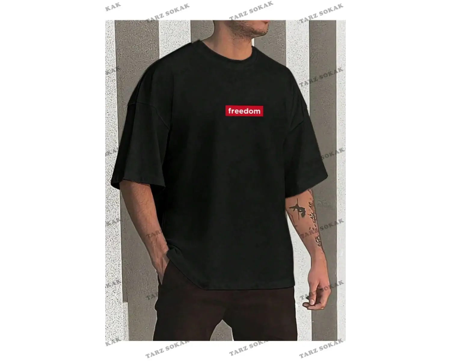 Unisex Kadın/Erkek FREEDOM Renkli Özel Baskılı Oversize Penye