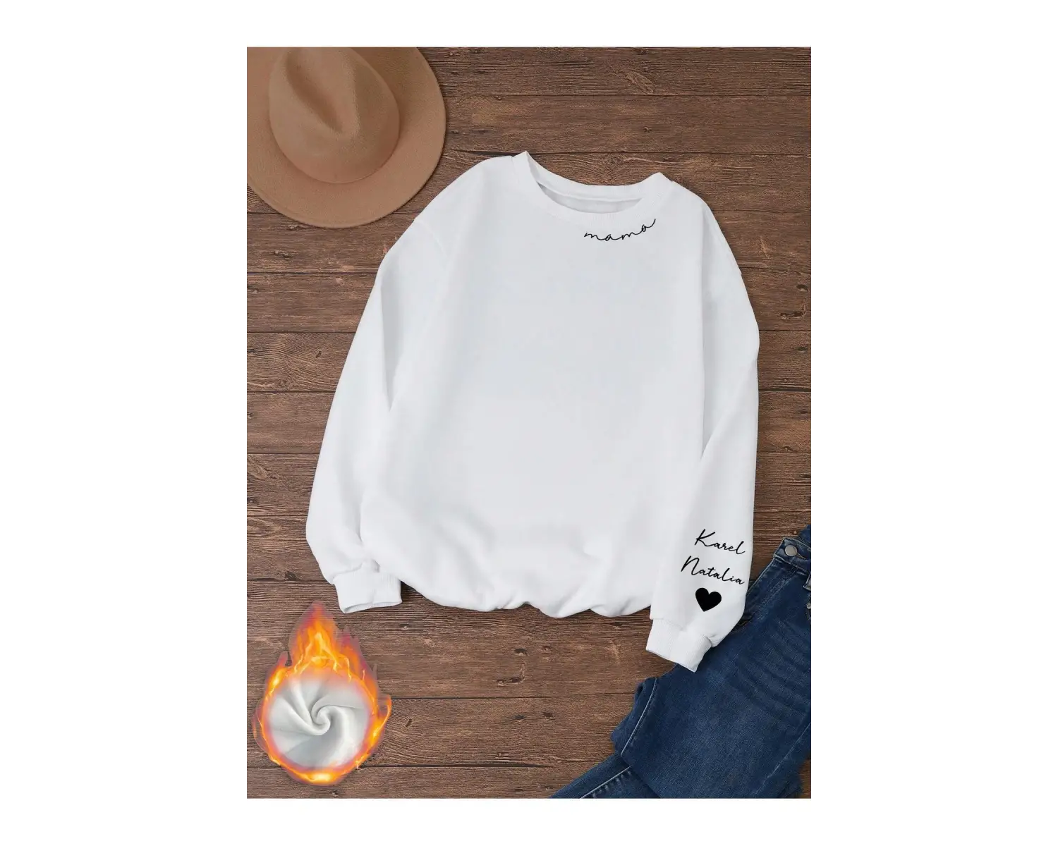 Unisex Kadın/Erkek Harfli ve Kalp Grafikli Sweat