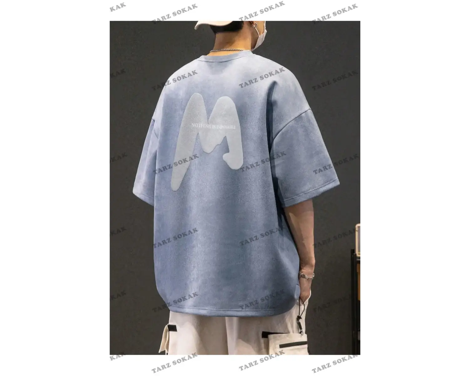 Unisex Kadın/Erkek M Renkli Özel Baskılı Oversize Penye