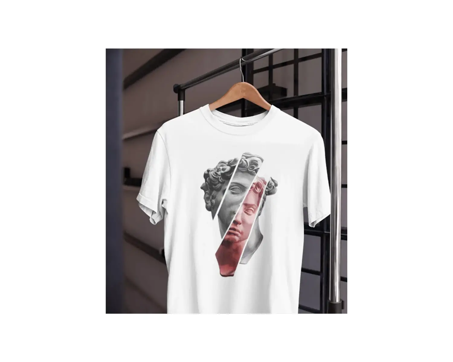 Unısex Kadın Erkek Mitoloji Heykel Rönesans Siyah Beyaz Tasarım Baskılı %100 Pamuk T-shirt