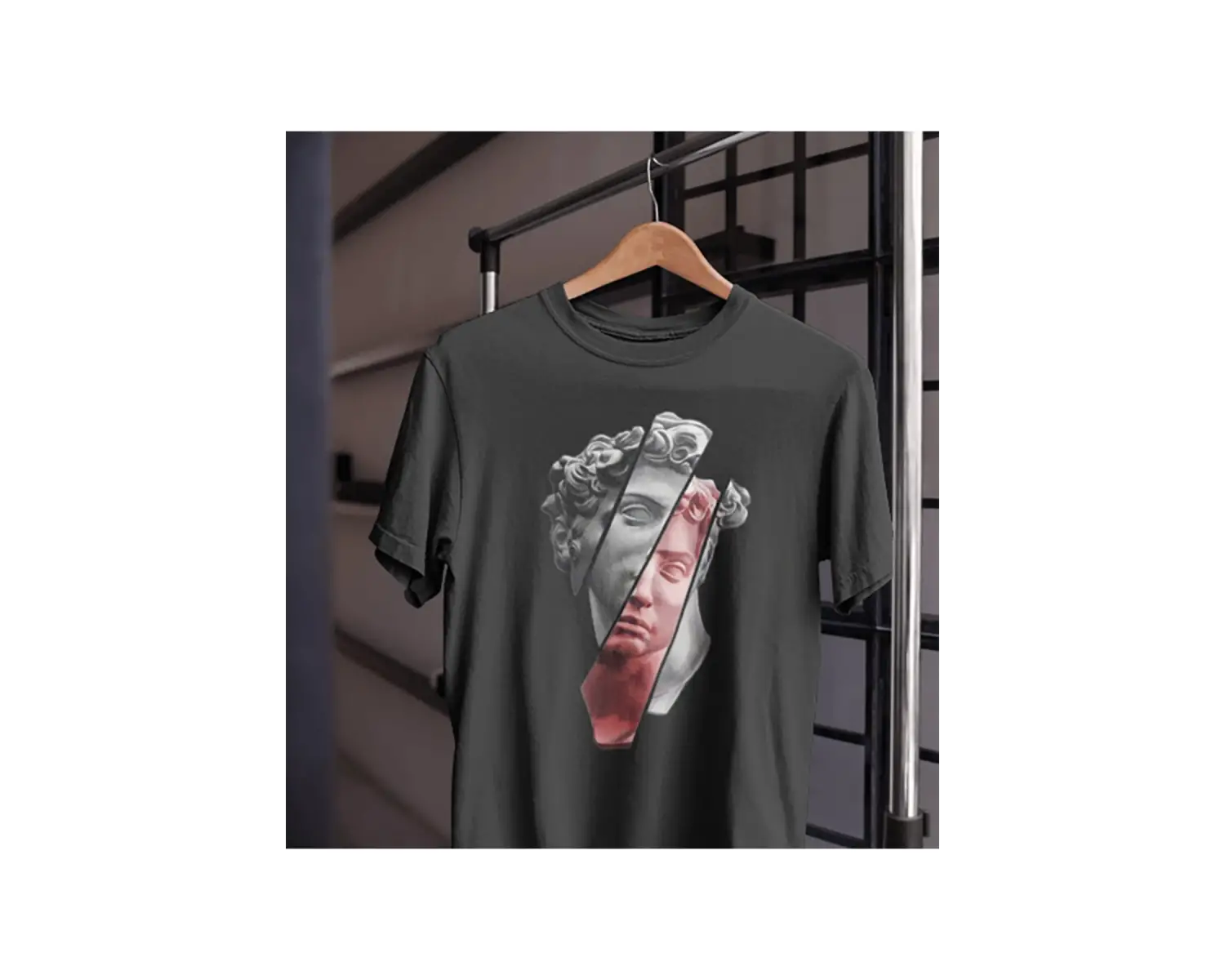 Unısex Kadın Erkek Mitoloji Heykel Rönesans Siyah Beyaz Tasarım Baskılı %100 Pamuk T-shirt