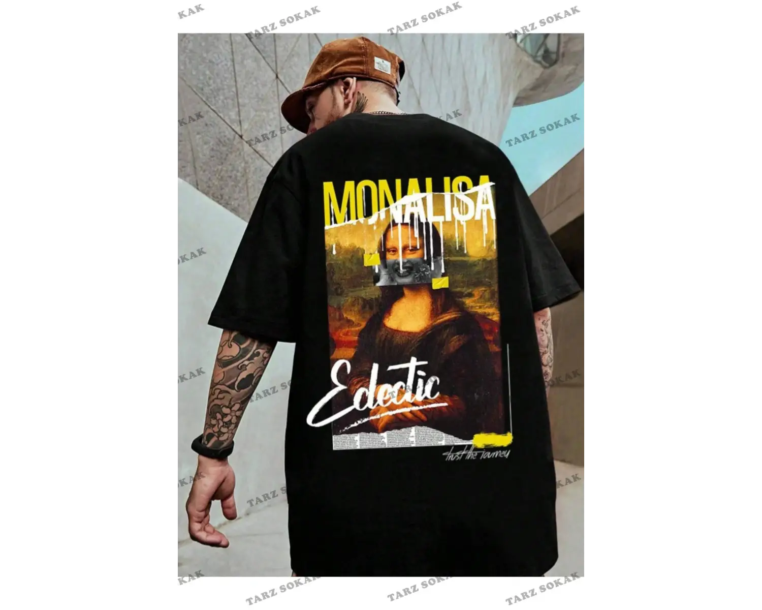 Unisex Kadın/Erkek Monalisa Renkli Özel Baskılı Oversize Penye