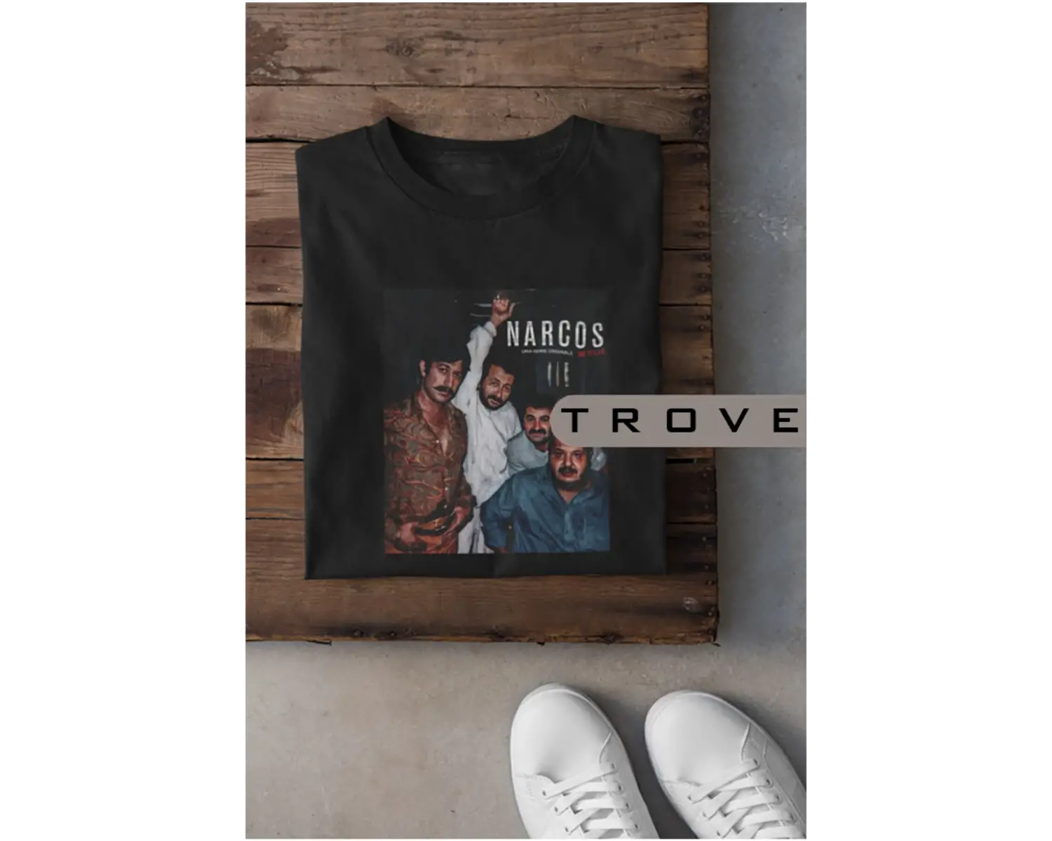 Unısex Kadın Erkek Narcos Kolpaçino  %100 Pamuk Baskılı Siyah Beyaz T-shirt