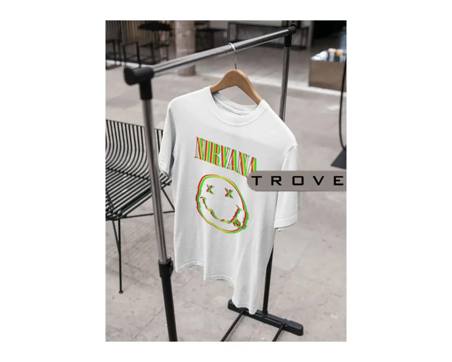 Unısex Kadın Erkek Nırvana Halüsinasyon %100 Pamuk Baskılı Siyah Beyaz T-shirt