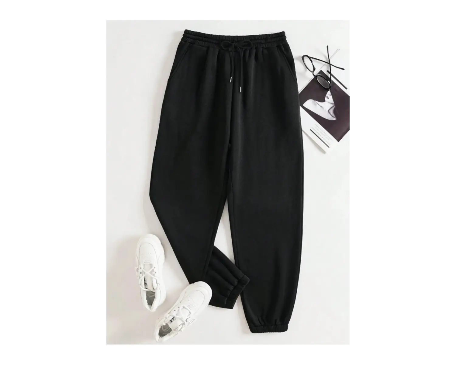 Unisex Kadın/Erkek Özel Renkli Düz Paça Lastik Eşofman Altı Jogger