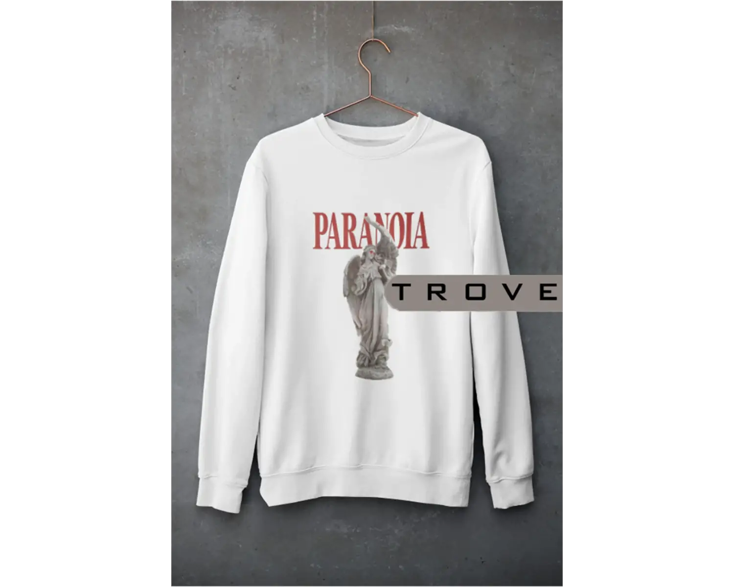 Unısex Kadın Erkek Paranoıa Mitoloji Heykel Standart Comfort Uzun Kollu %100 Pamuk Sweatshirt Beyaz
