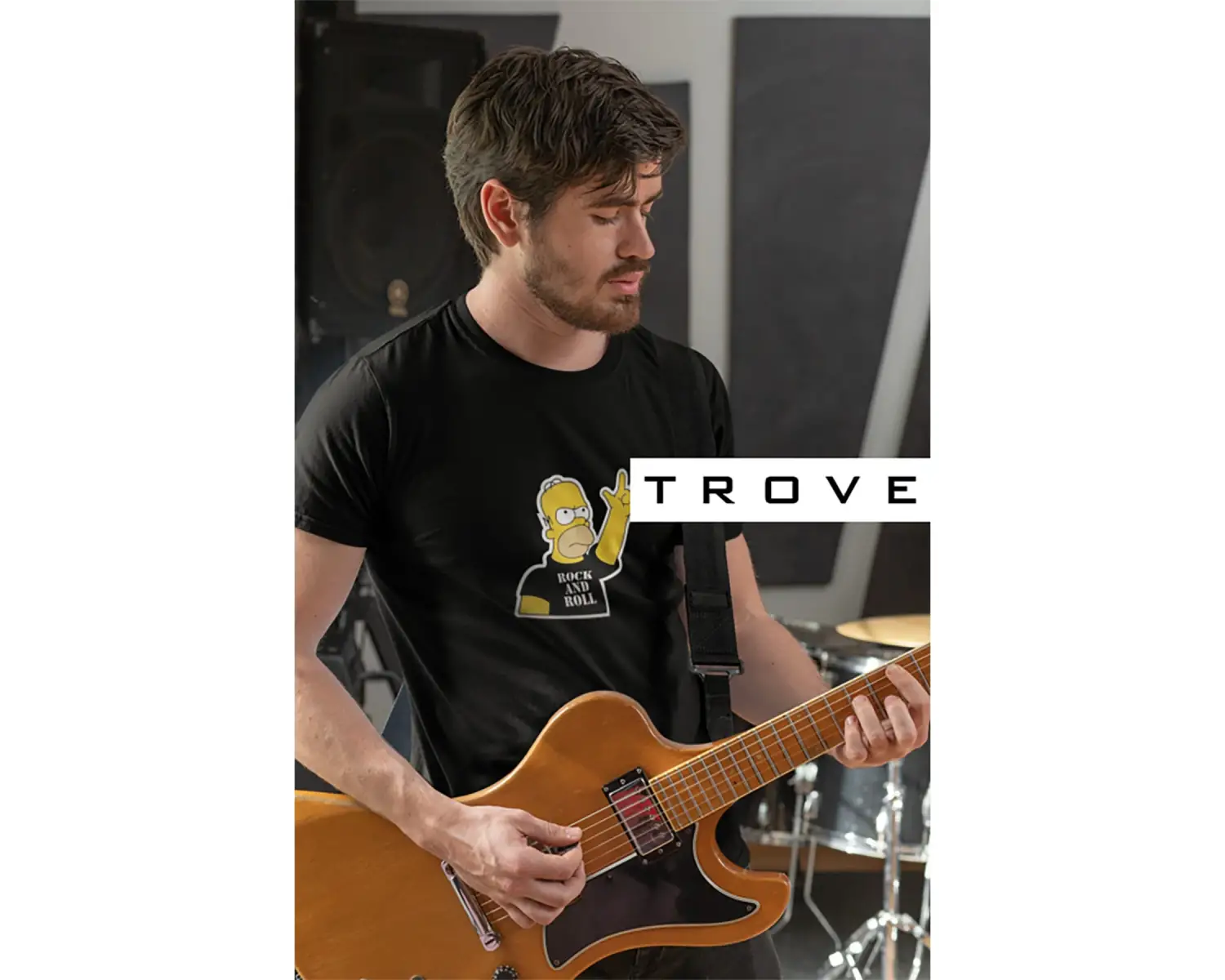 Unısex Kadın Erkek Rock And Roll Homer Simpson Fox %100 Pamuk Siyah Beyaz T-shirt